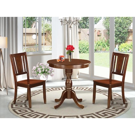 East West Furniture 3 Piece Eden Dining Table Set - Mahogany ESDU3-MAH-W